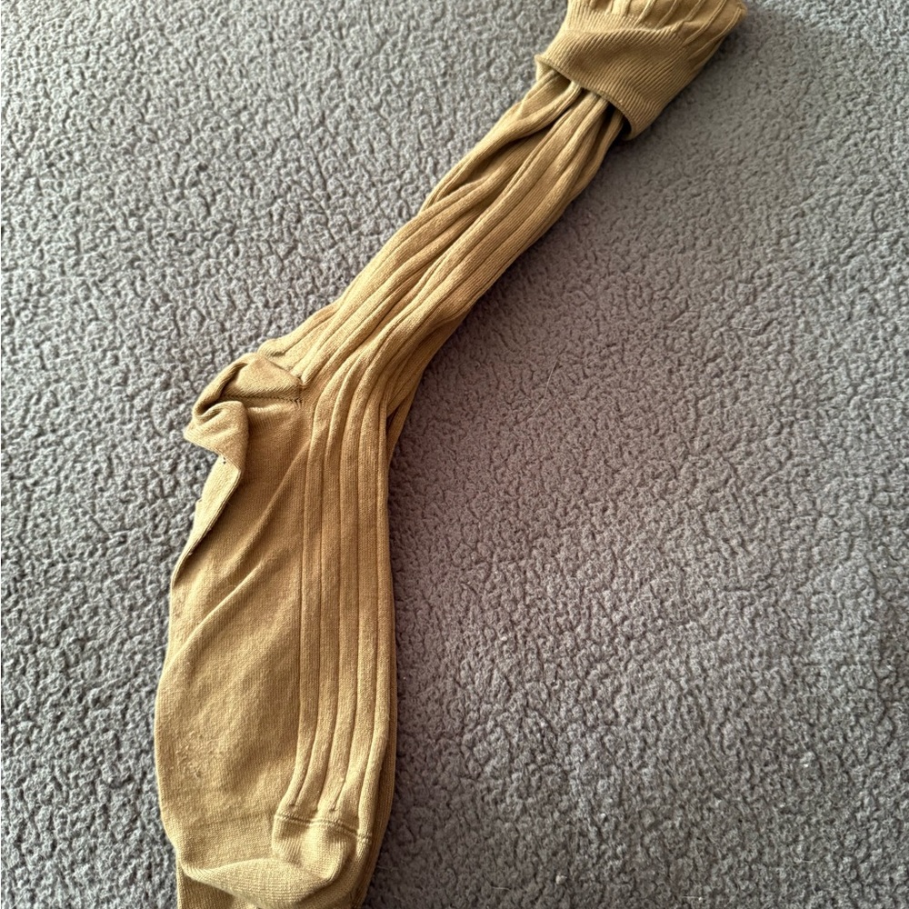 Gucci Tan Ribbed Knee-High Socks